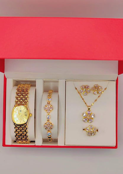 Luxury women's jewelry box with flower motifs