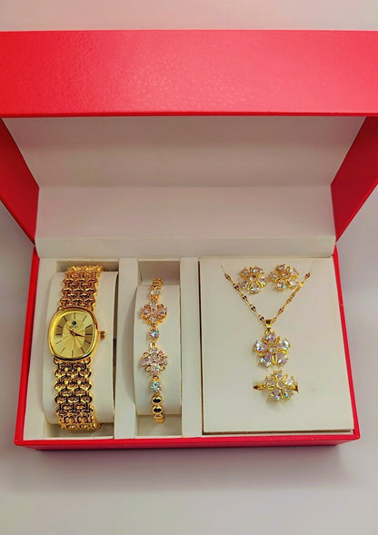 Luxury women's jewelry box with flower motifs