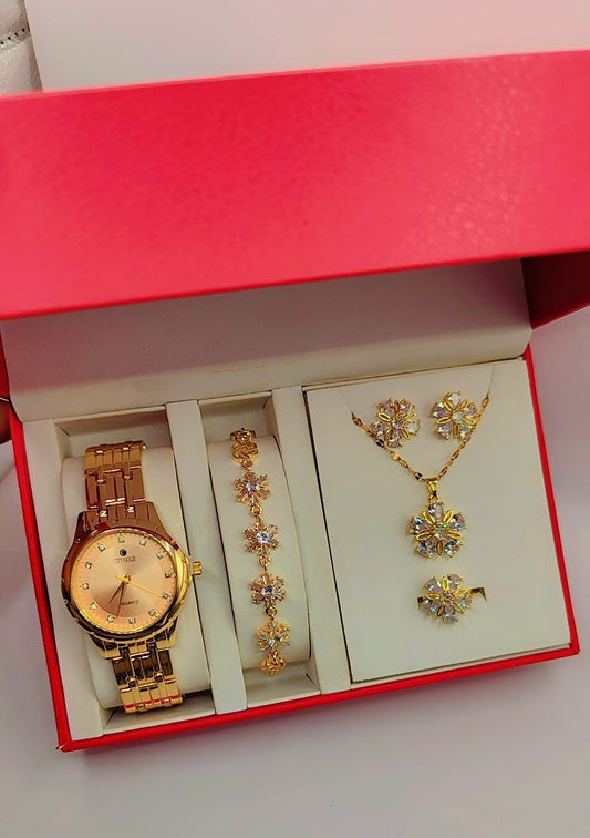 Luxury women's jewelry box with flower motifs