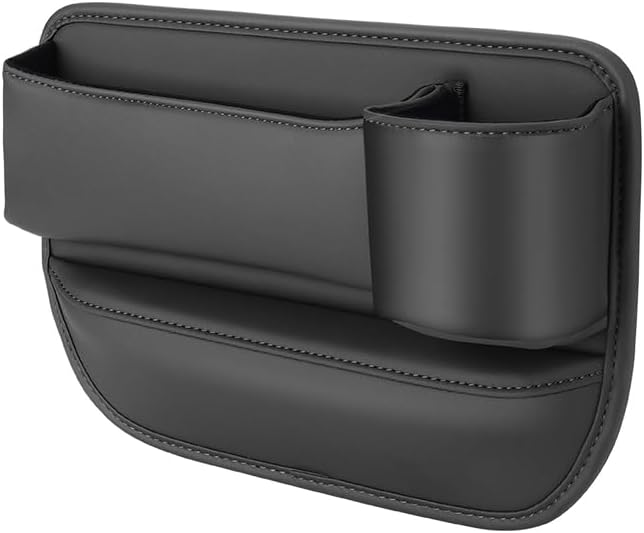 2 Pcs Leather Car Seat Gaps Organiser with Water Cup Holder